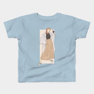 Woman in Light Color Outfit Kids T-Shirt